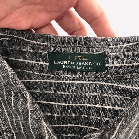 Lauren Jeans Co Gray Pin Stripe Button Down Shirt Size S/M - Picture 13 of 16